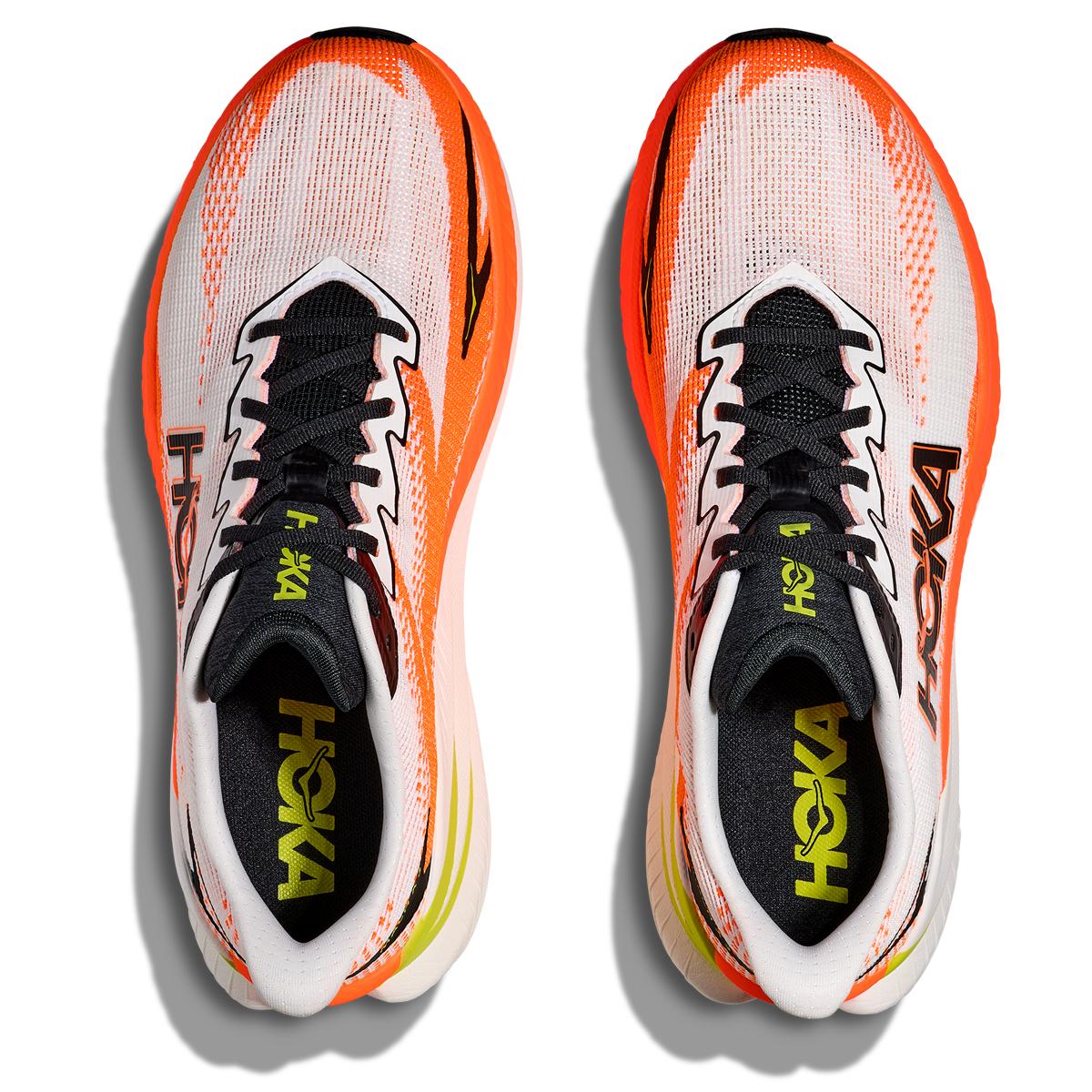 Hoka Mach X 3 Running Shoes - Mens - White/Neon Tangerine